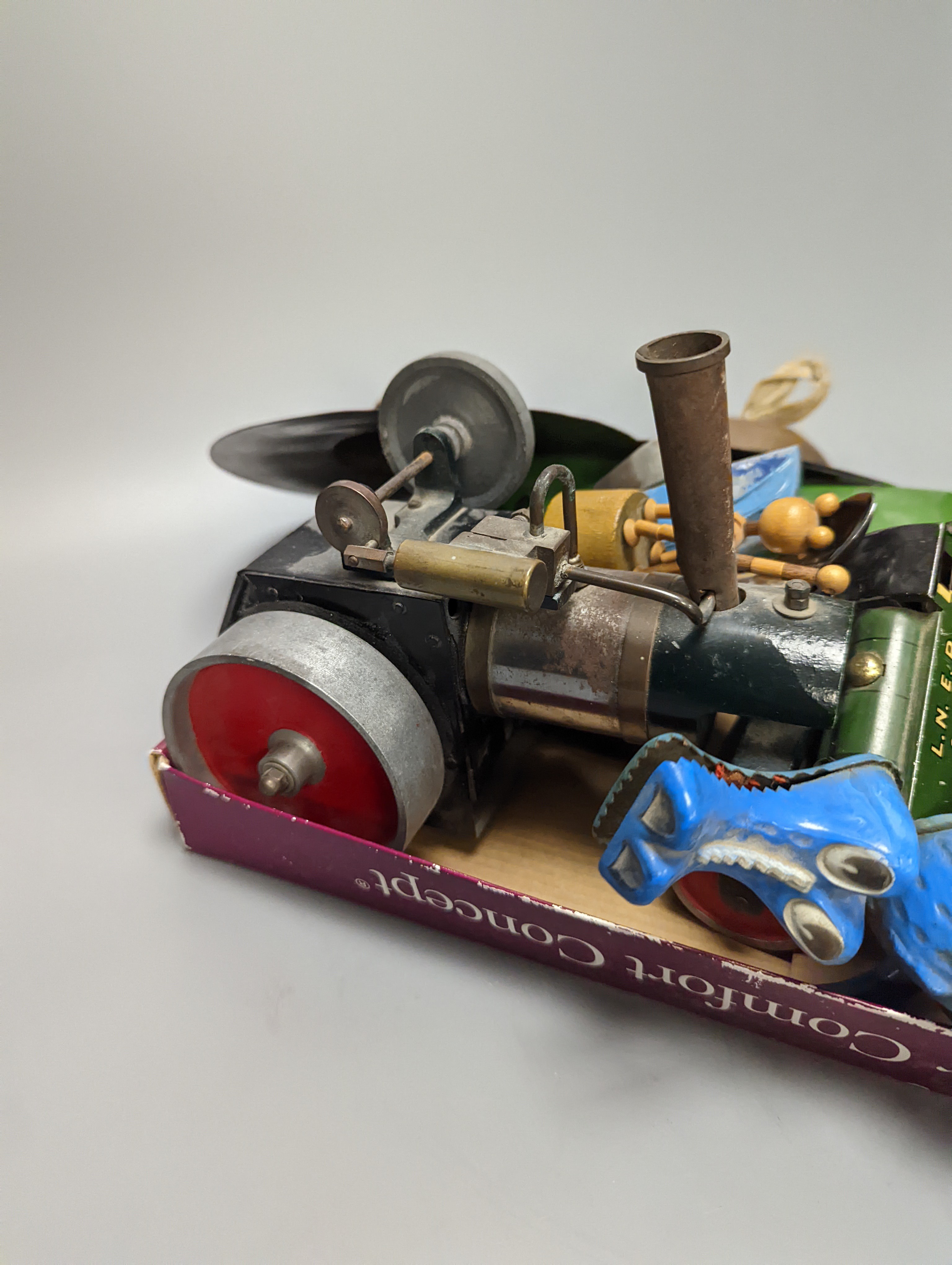 A quantity of mixed toy cars including Dinky and a steam engine